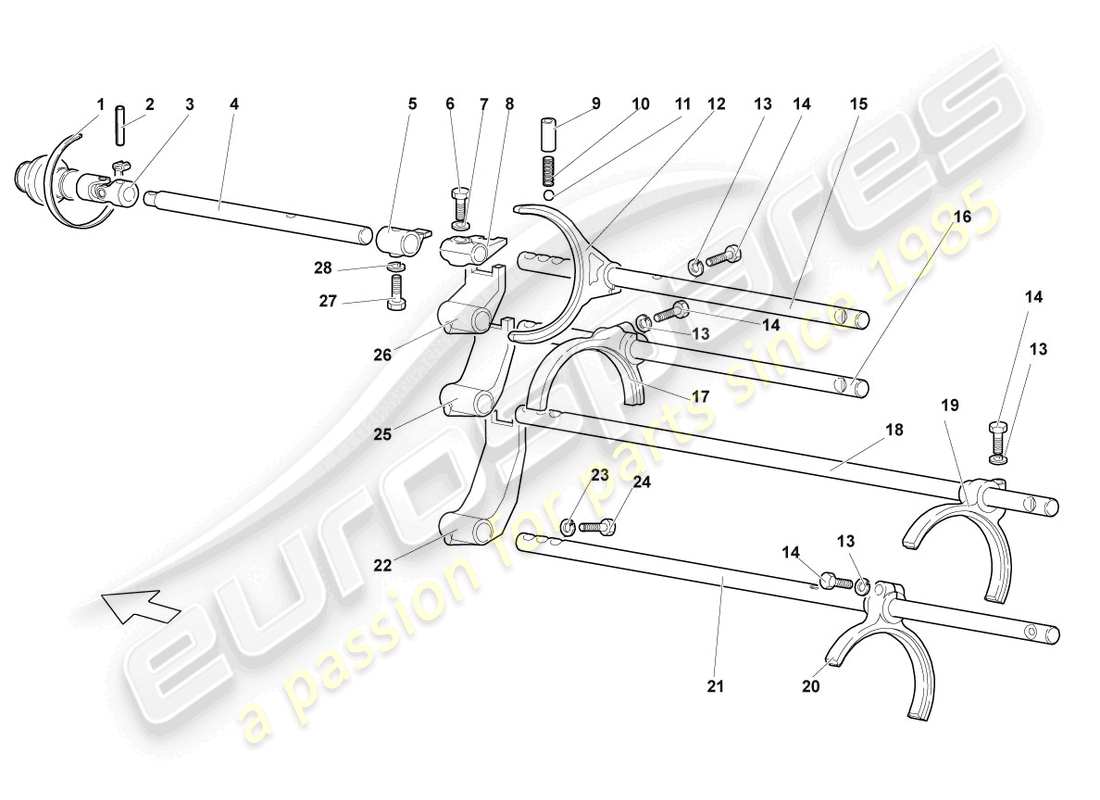 lamborghini lp640 coupe (2008) mecanismo selector diagrama de piezas