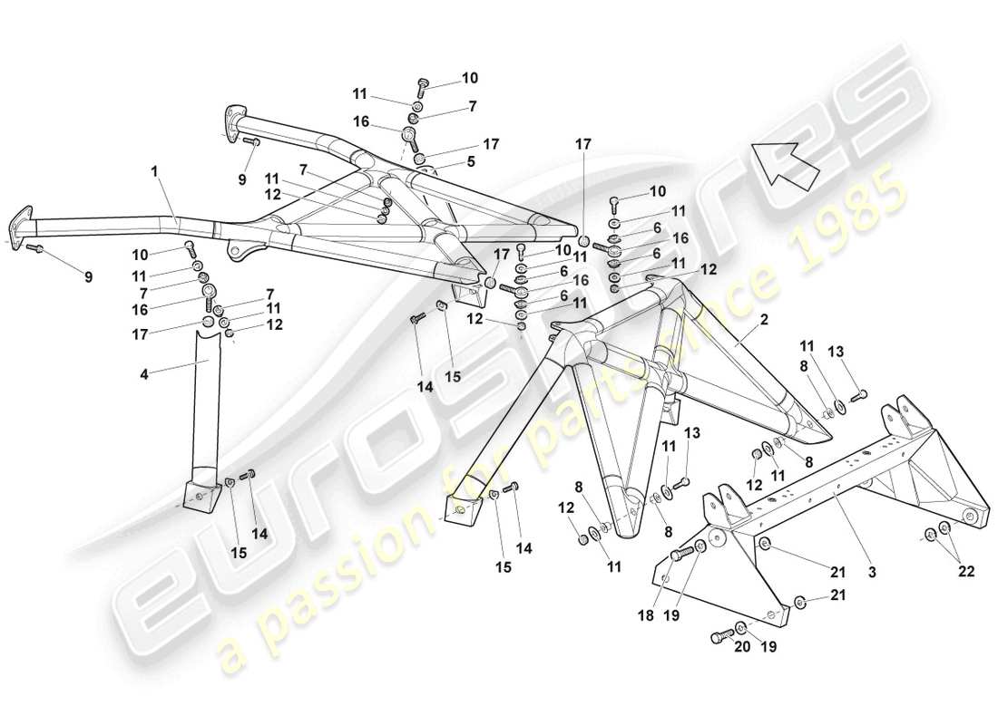 lamborghini lp640 roadster (2008) diagrama de piezas del marco