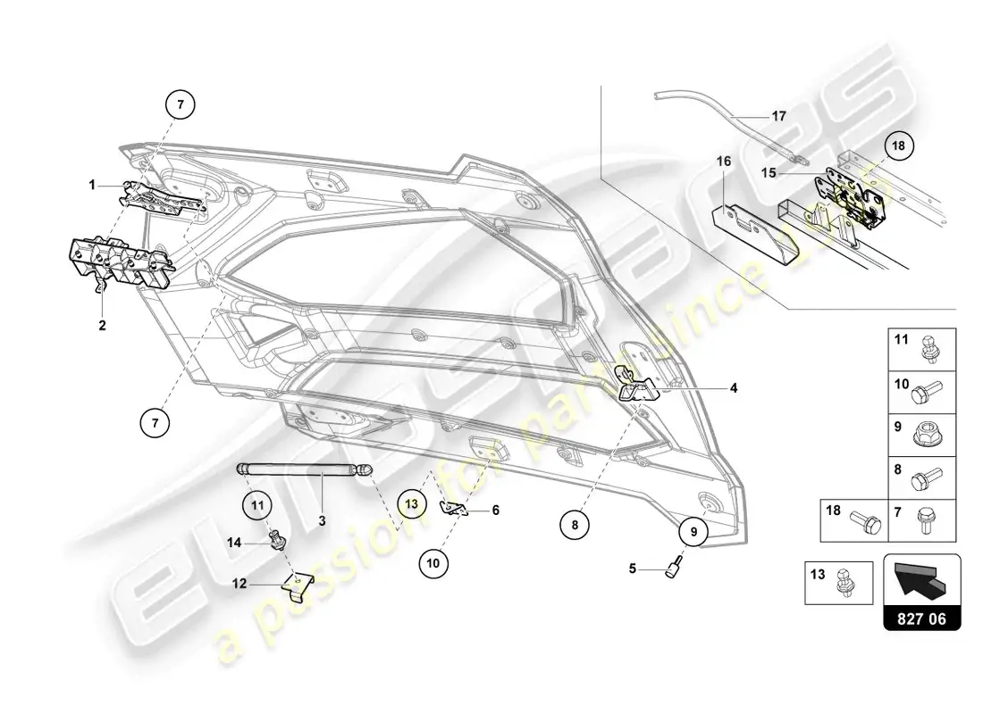 lamborghini lp700-4 roadster (2015) engine cover with insp. cover diagrama de piezas