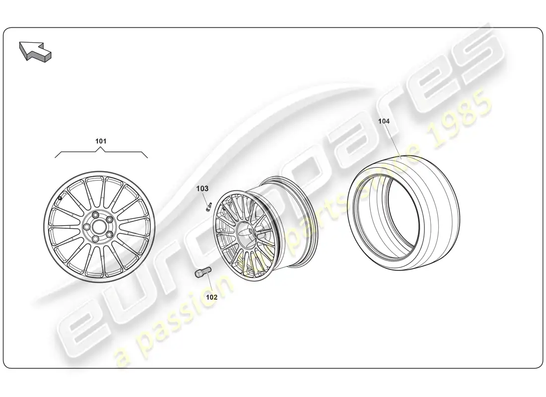 lamborghini super trofeo (2009-2014) rueda diagrama de piezas