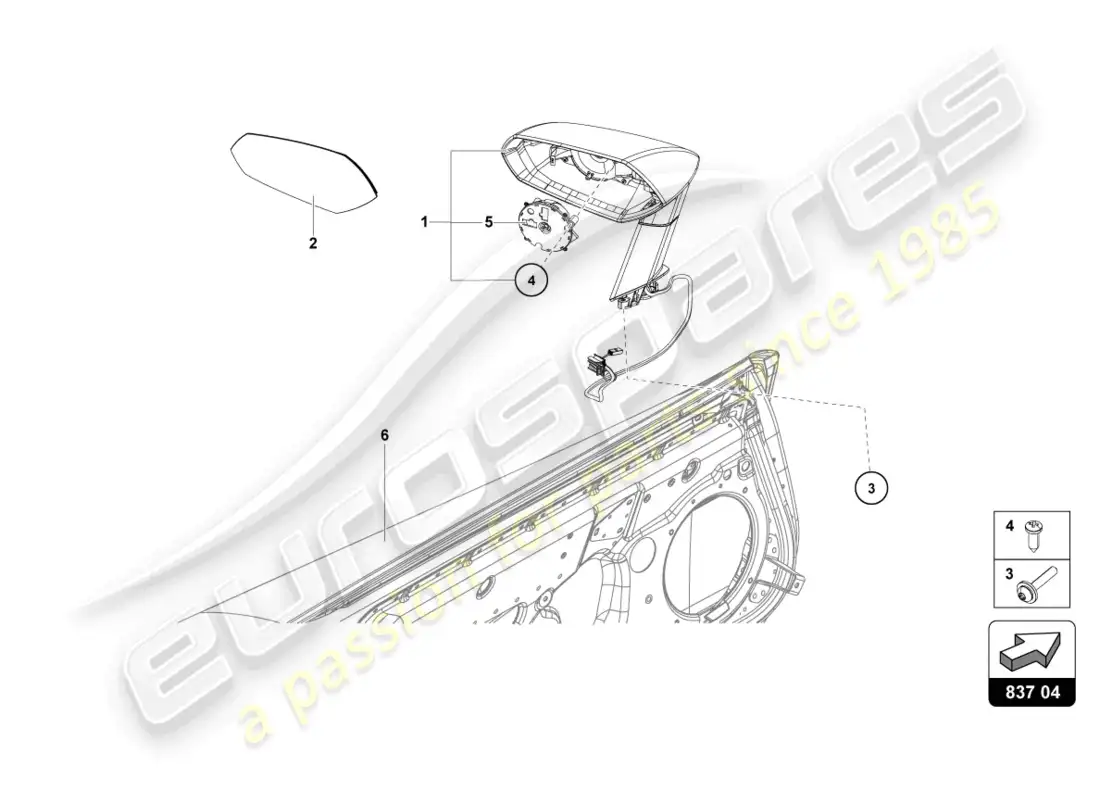 lamborghini lp700-4 coupe (2015) espejo exterior diagrama de piezas