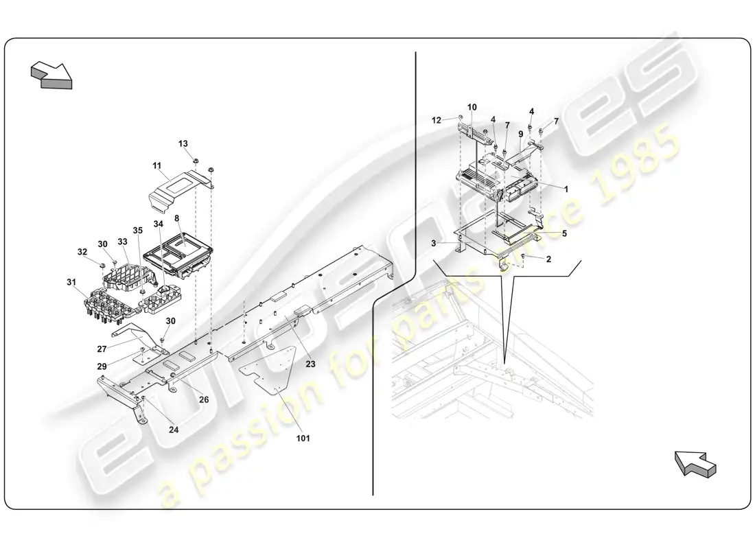 lamborghini super trofeo (2009-2014) sistema de control diagrama de piezas