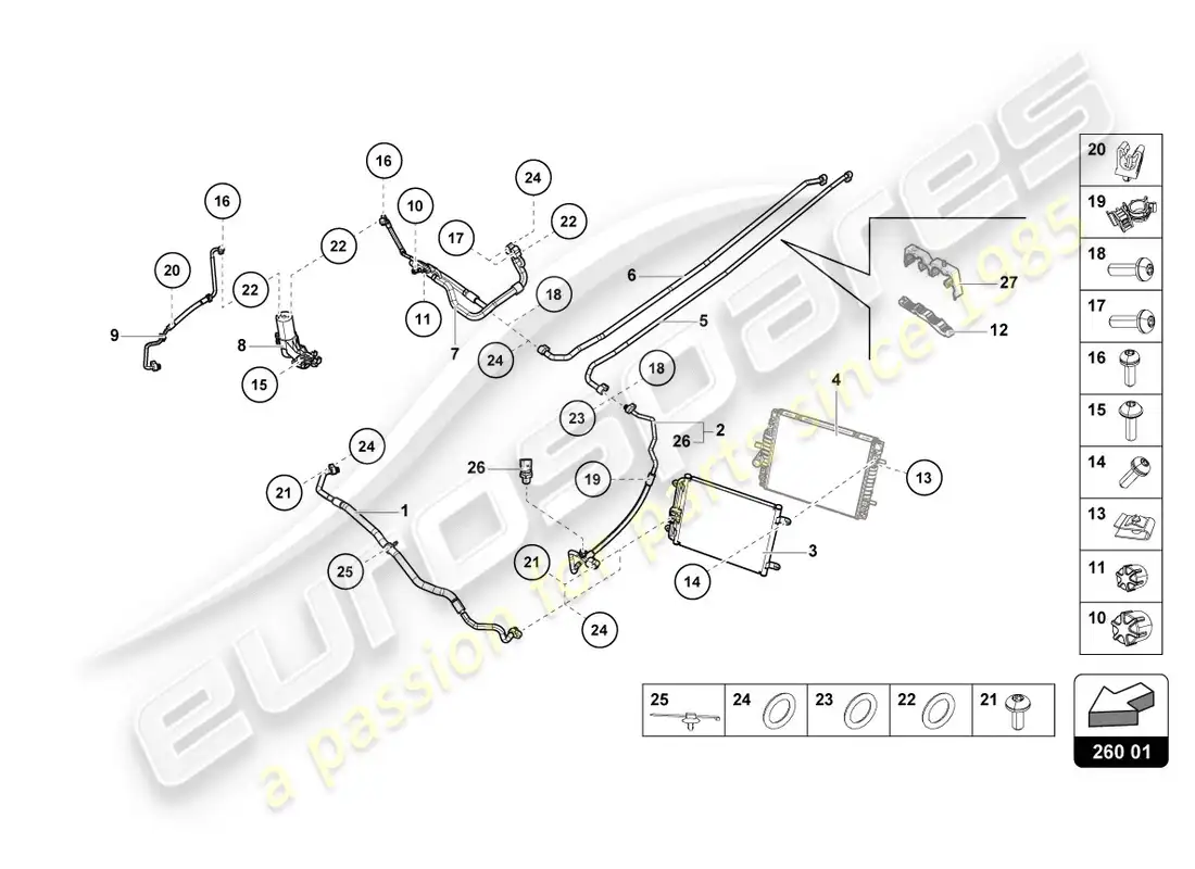 lamborghini lp610-4 coupe (2016) condensador de a/c diagrama de piezas