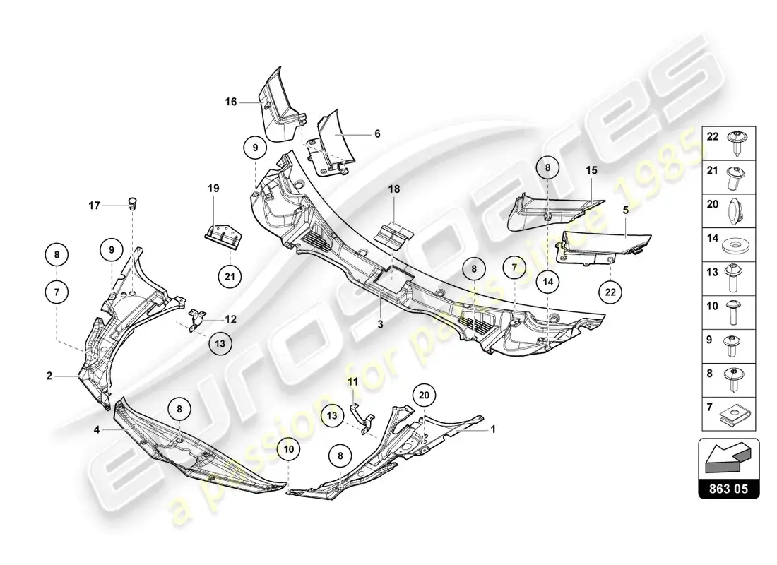 lamborghini lp700-4 roadster (2017) complemento de equipaje. recubrimiento de piso diagrama de piezas