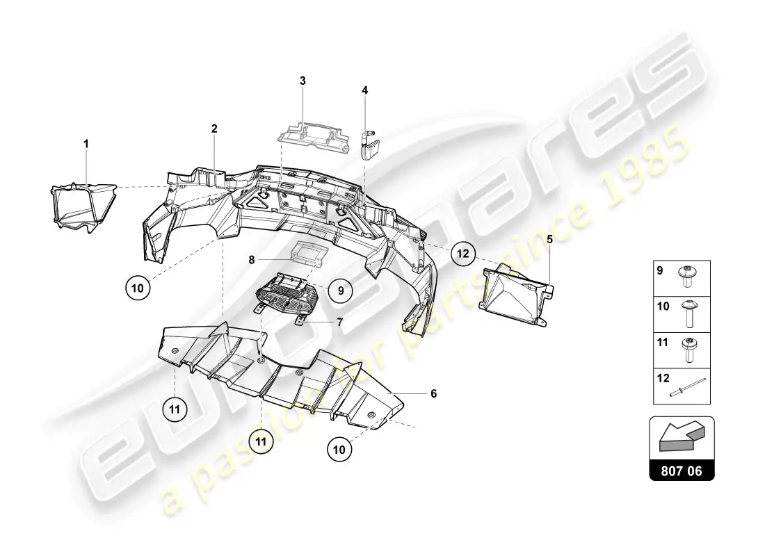 lamborghini lp720-4 coupe 50 (2014) diagrama de piezas del parachoques