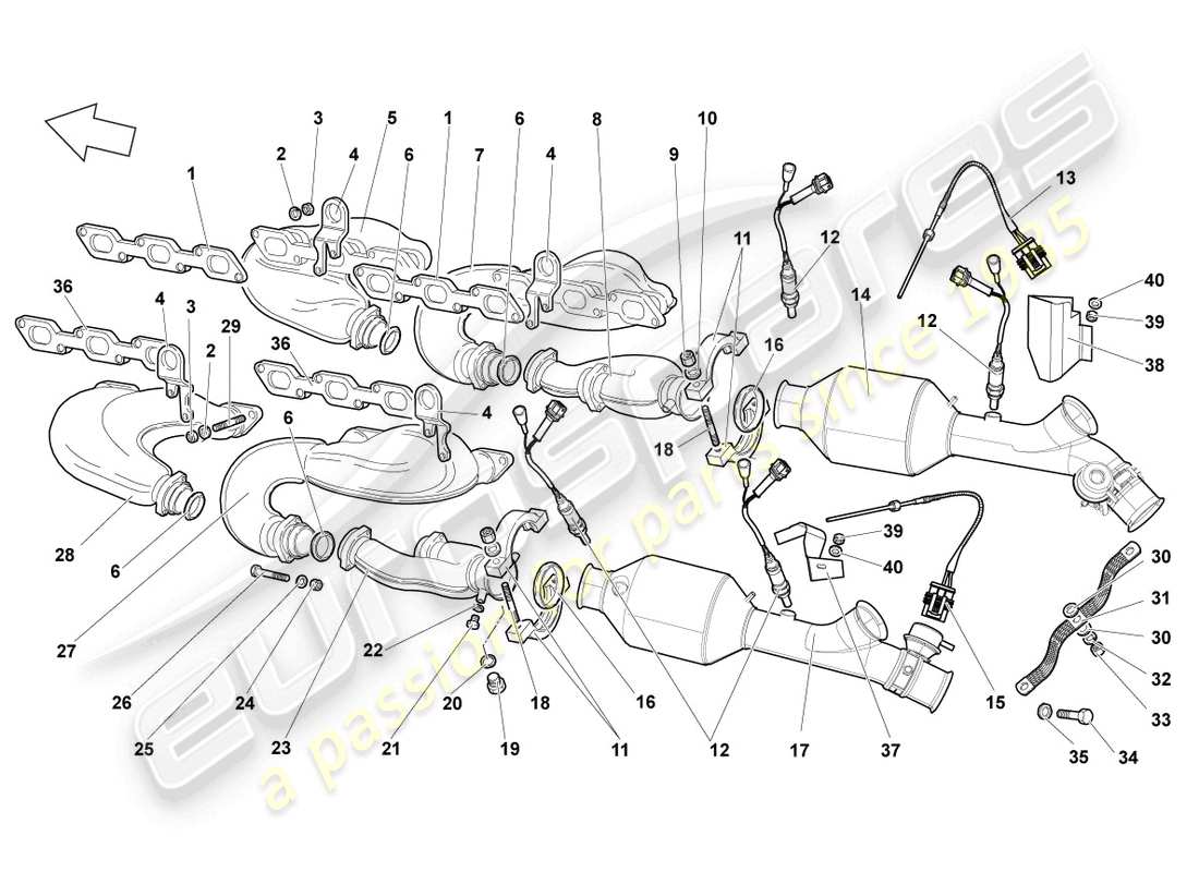 lamborghini reventon colectores de escape diagrama de piezas