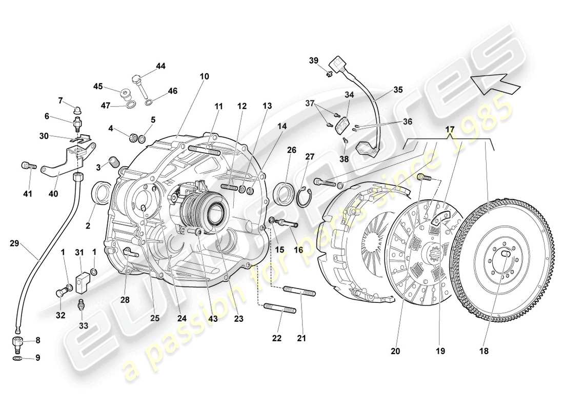 lamborghini reventon acoplamiento e-gear diagrama de piezas