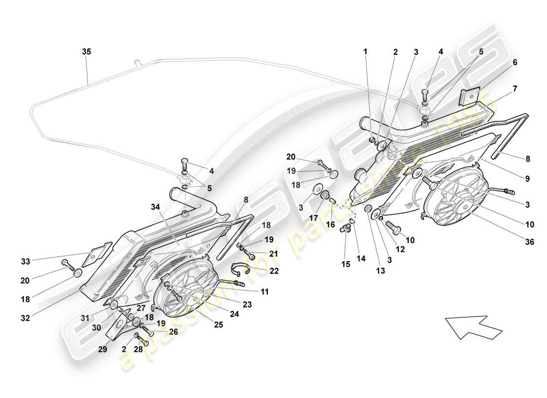 lamborghini reventon enfriador para refrigerante diagrama de piezas