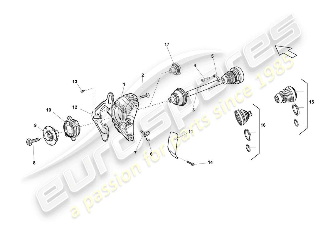 lamborghini lp560-4 coupe (2010) eje de transmisión delantero diagrama de piezas