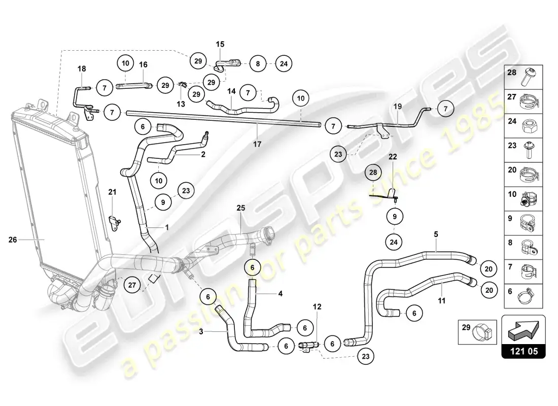 lamborghini lp700-4 roadster (2016) sistema de refrigeración diagrama de piezas
