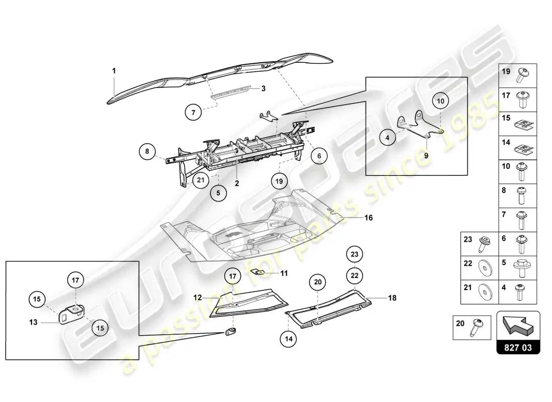 lamborghini lp700-4 roadster (2016) alerón trasero diagrama de piezas