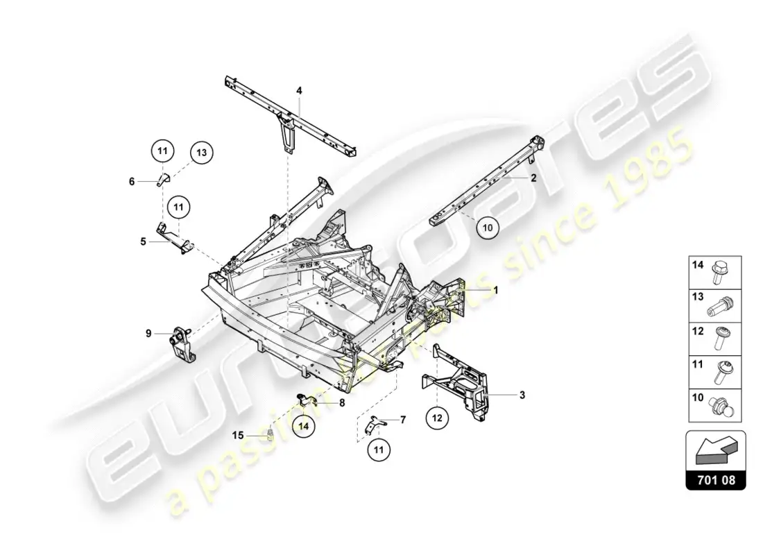 lamborghini centenario roadster (2017) marco de adorno parte delantera diagrama de piezas