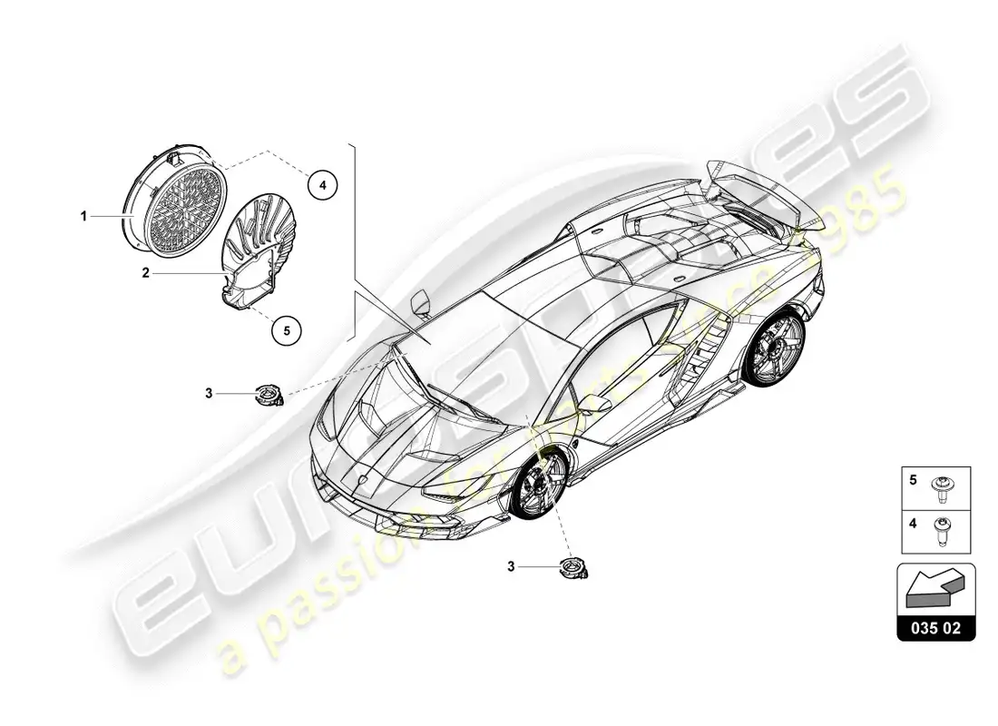 lamborghini centenario coupe (2017) unidad de radio diagrama de piezas