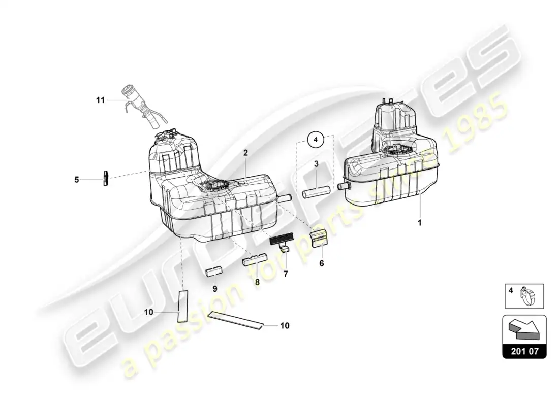 lamborghini lp580-2 coupe (2016) depósito de combustible diagrama de piezas