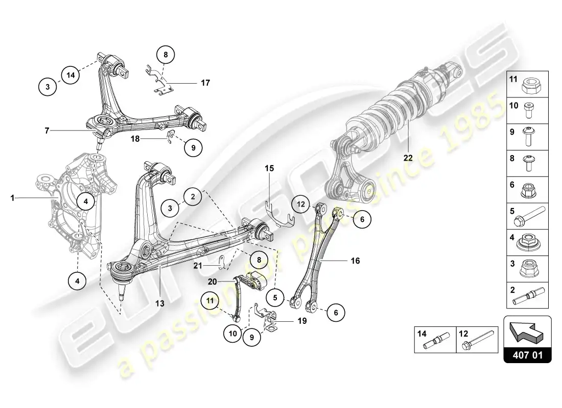lamborghini lp720-4 coupe 50 (2014) diagrama de piezas de suspensión