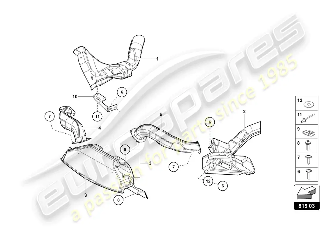 lamborghini lp700-4 coupe (2017) cartón para conductos de aire diagrama de piezas