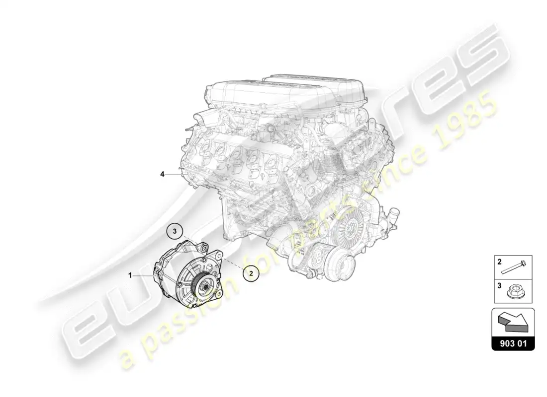 lamborghini lp580-2 coupe (2017) alternador diagrama de piezas