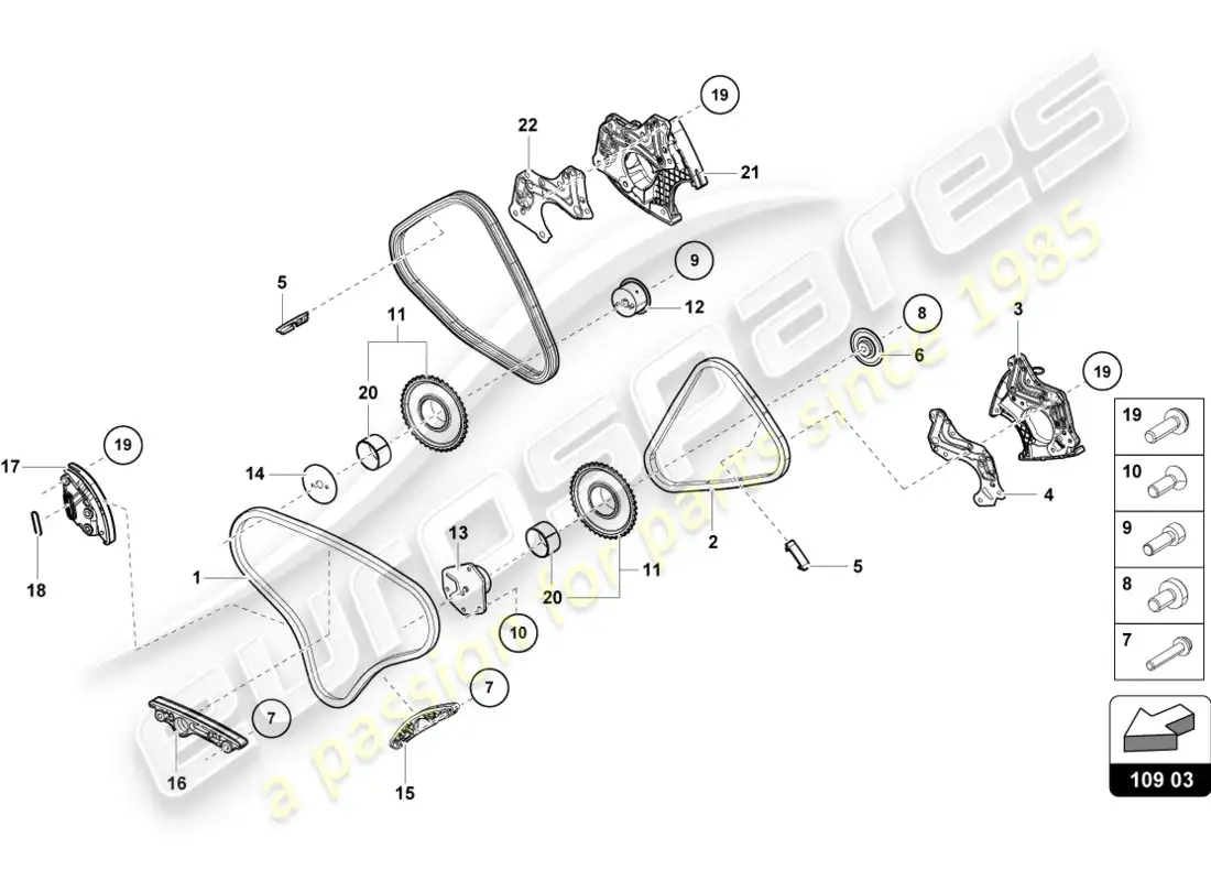 lamborghini lp580-2 coupe (2017) cadena de distribución diagrama de piezas