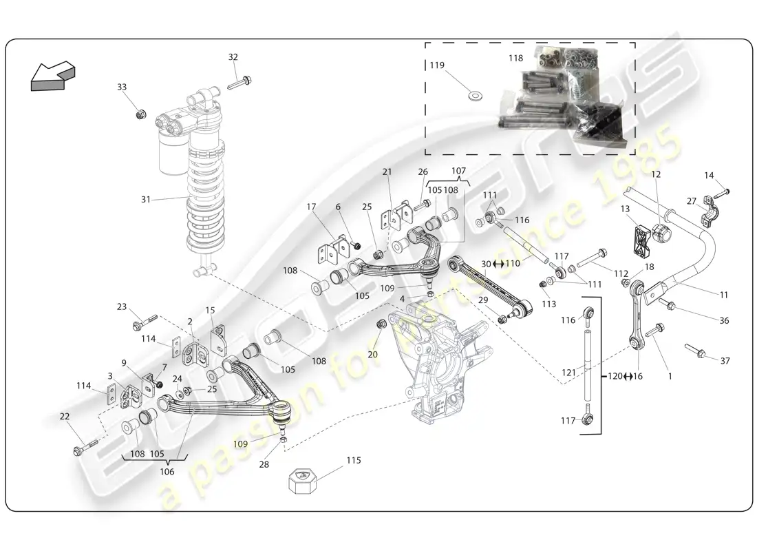 lamborghini super trofeo (2009-2014) eje de transmisión trasero diagrama de piezas