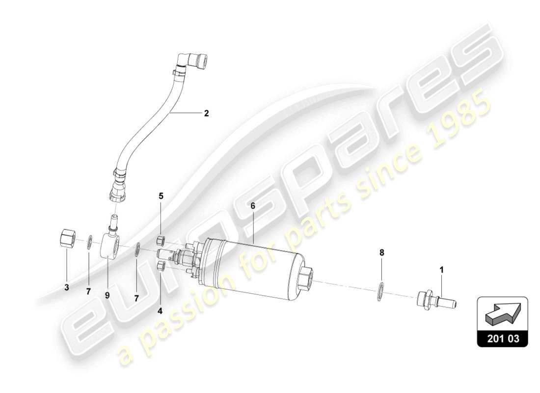 lamborghini 2018 (super trofeo evo) diagrama de piezas de la bomba de combustible de alta presión