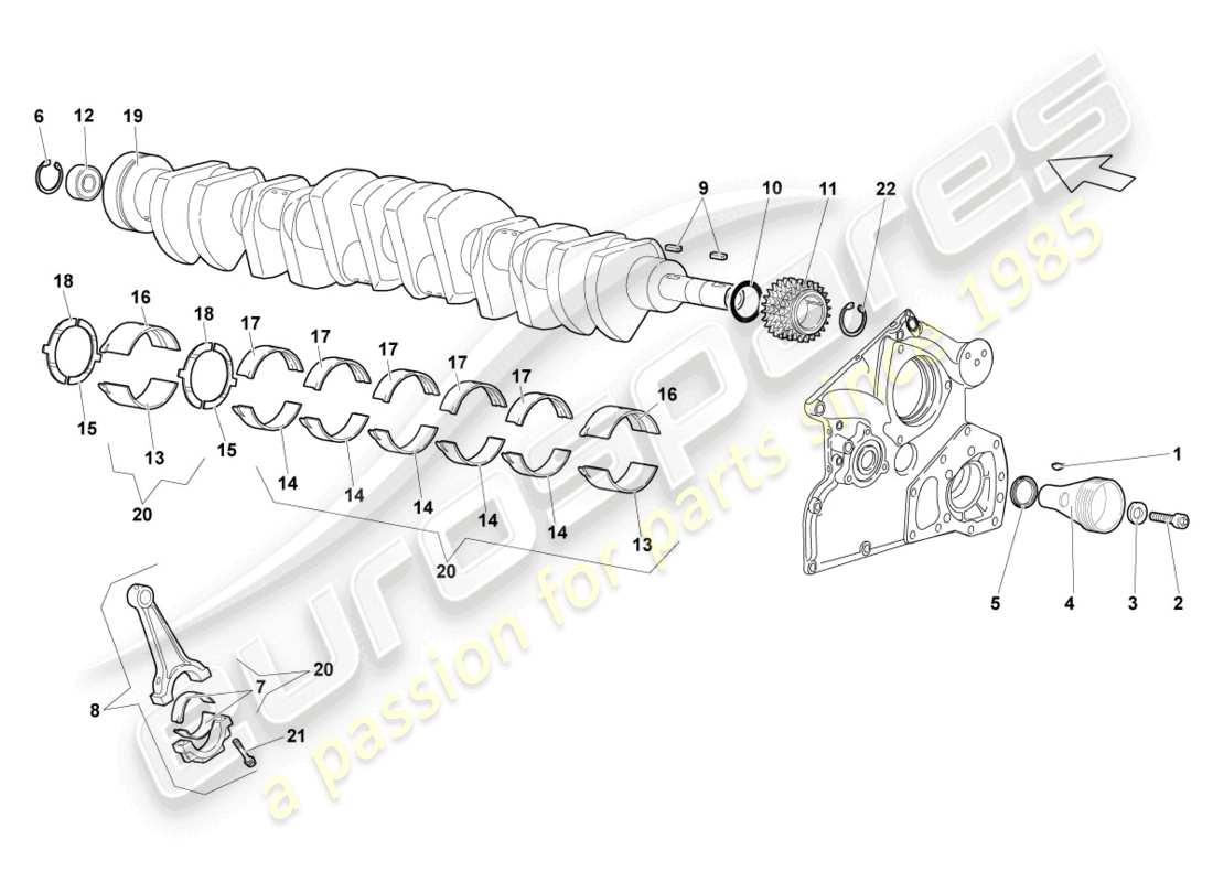 lamborghini lp640 coupe (2009) diagrama de piezas del cigüeñal