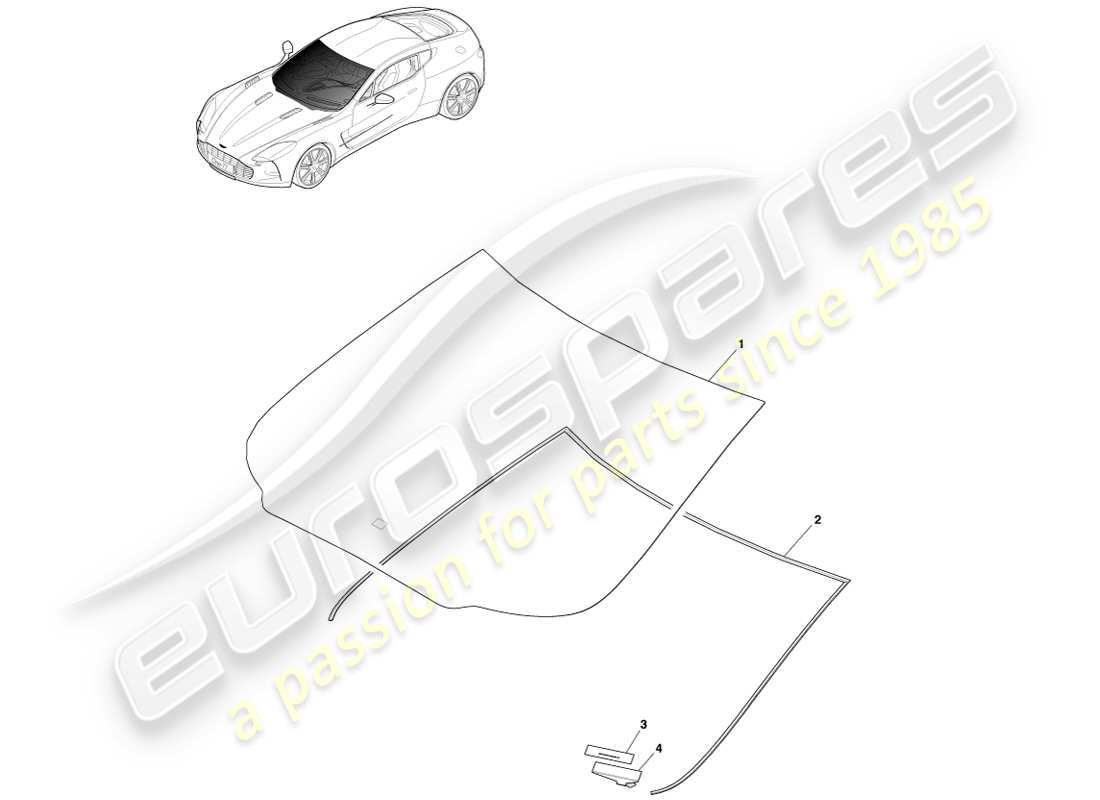 aston martin one-77 (2011) parabrisas diagrama de piezas