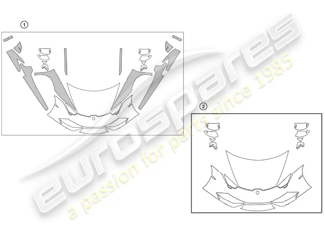 lamborghini huracan lp610-4 coupe (accessories) 1 diagrama de piezas del set de película protectora