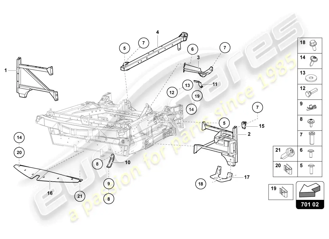 lamborghini lp720-4 coupe 50 (2014) parte delantera del marco de acabado diagrama de piezas