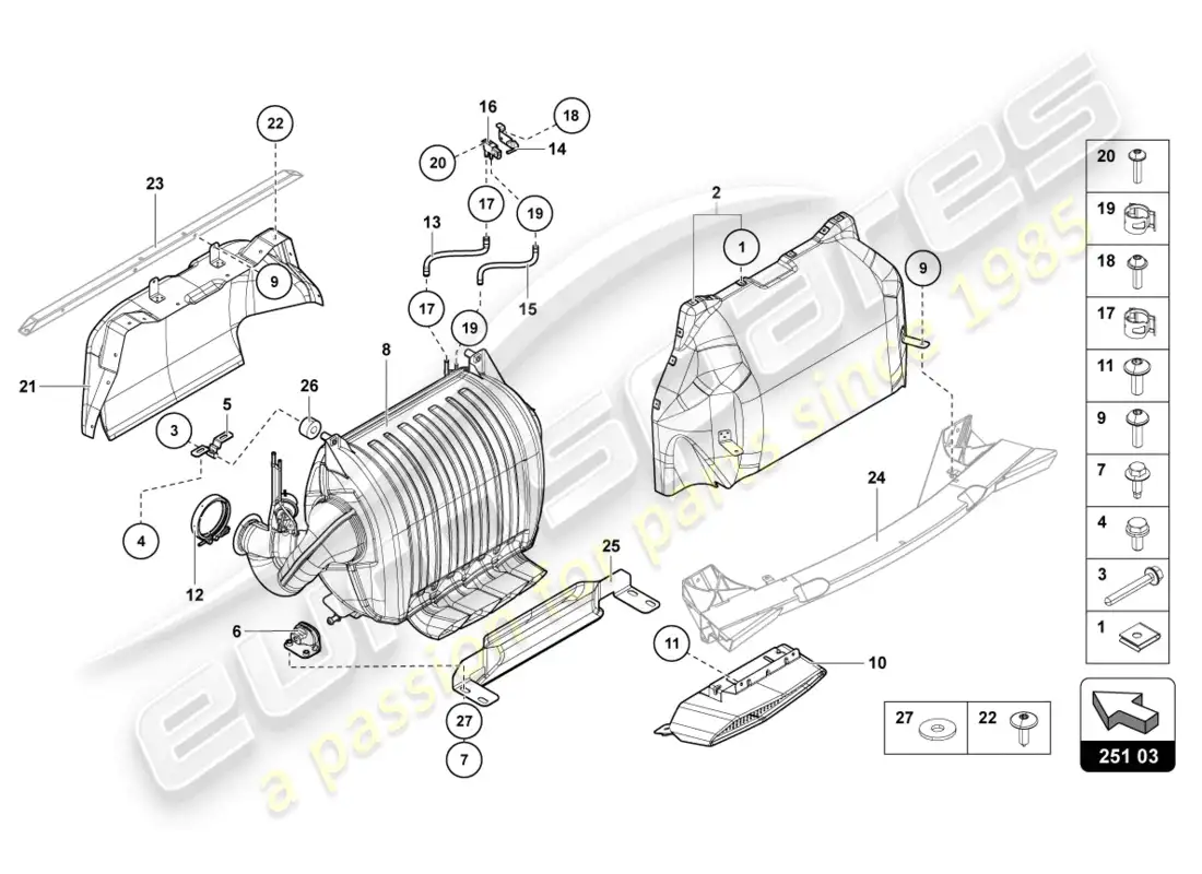 lamborghini lp700-4 roadster (2016) silenciador con catalizador diagrama de piezas