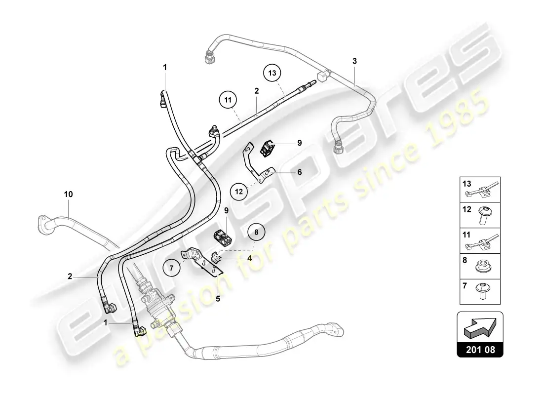 lamborghini lp720-4 coupe 50 (2014) diagrama de piezas de la línea de combustible
