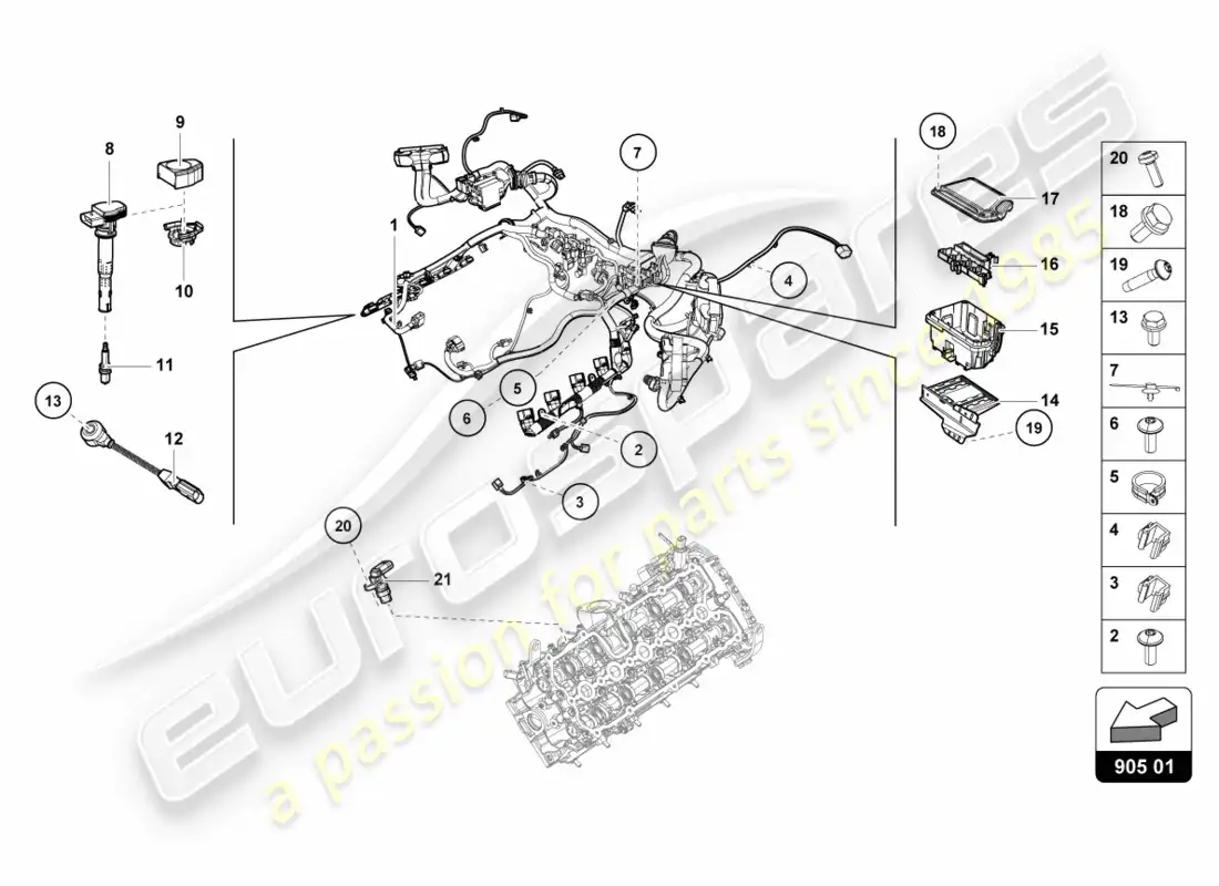 lamborghini lp580-2 coupe (2017) sistema de encendido diagrama de piezas