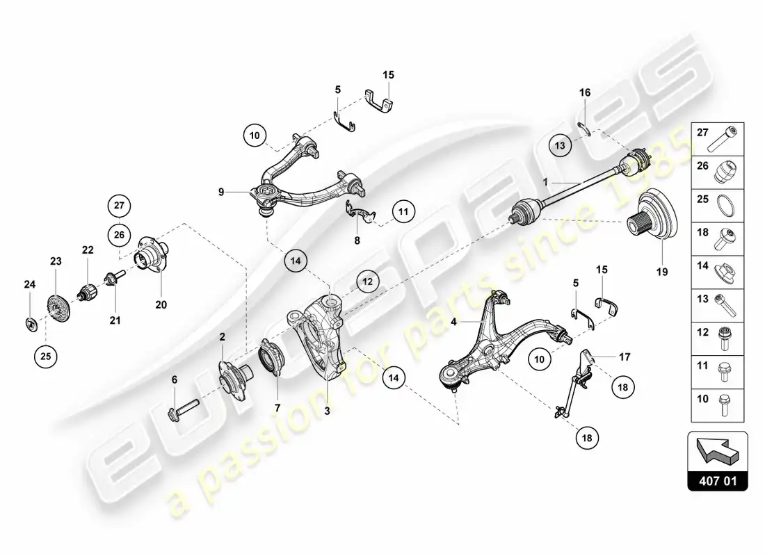 lamborghini lp580-2 coupe (2018) eje delantero diagrama de piezas