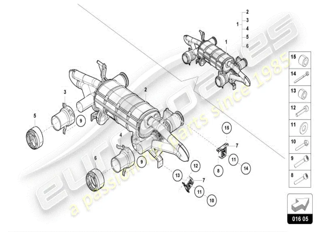 lamborghini huracan evo spyder (accessories) diagrama de piezas del sistema de escape deportivo (compl.)