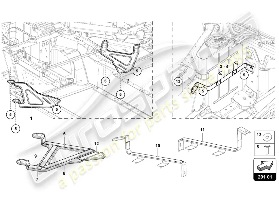 lamborghini lp720-4 coupe 50 (2014) soporte para tanque de combustible diagrama de piezas