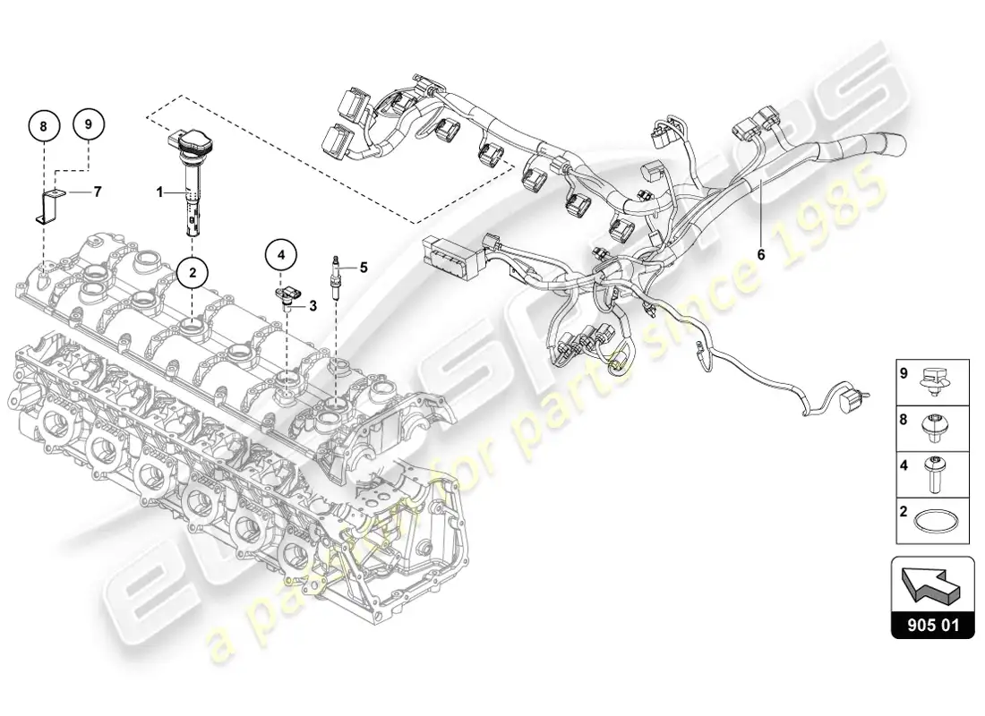 lamborghini lp720-4 coupe 50 (2014) sistema de encendido diagrama de piezas