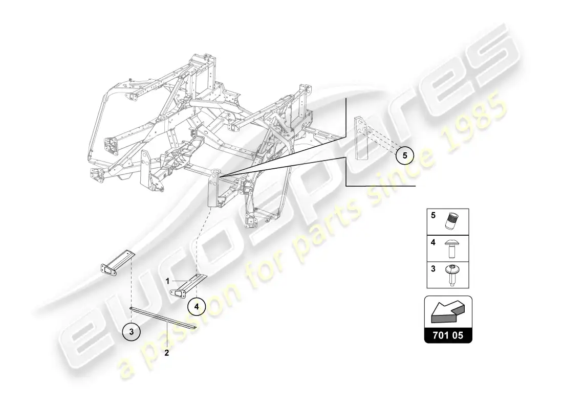lamborghini lp720-4 coupe 50 (2014) parte trasera del marco de acabado diagrama de piezas