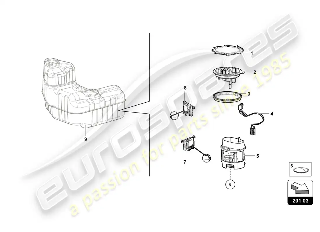 lamborghini lp580-2 coupe (2016) módulo de entrega de combustible diagrama de piezas