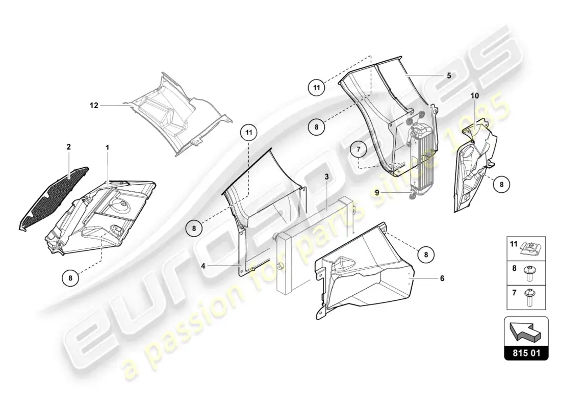 lamborghini lp700-4 coupe (2017) cartón para conductos de aire diagrama de piezas