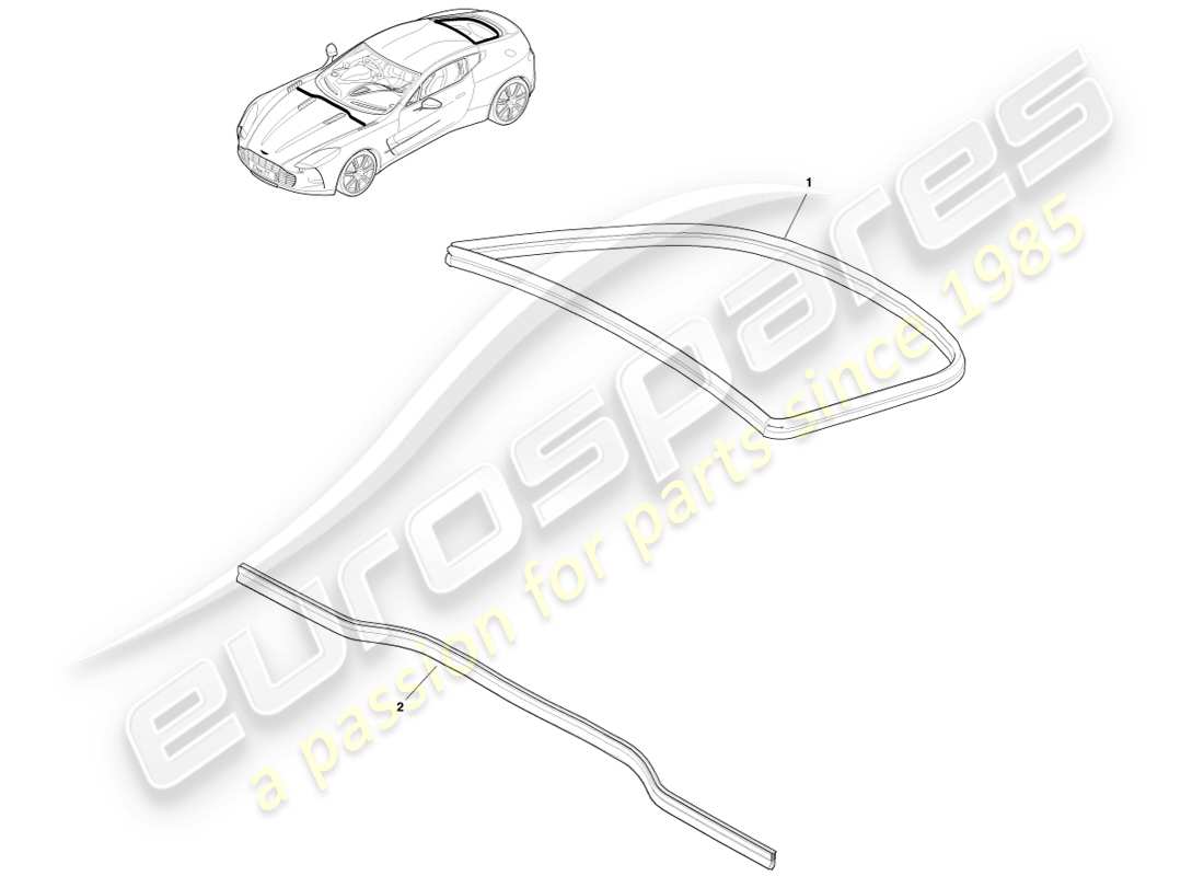 aston martin one-77 (2011) sellos de capó y portón trasero diagrama de piezas