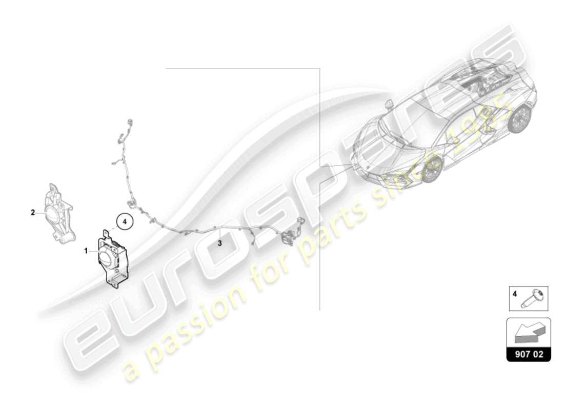 lamborghini revuelto coupe (2024) diagrama de piezas del sensor de radar