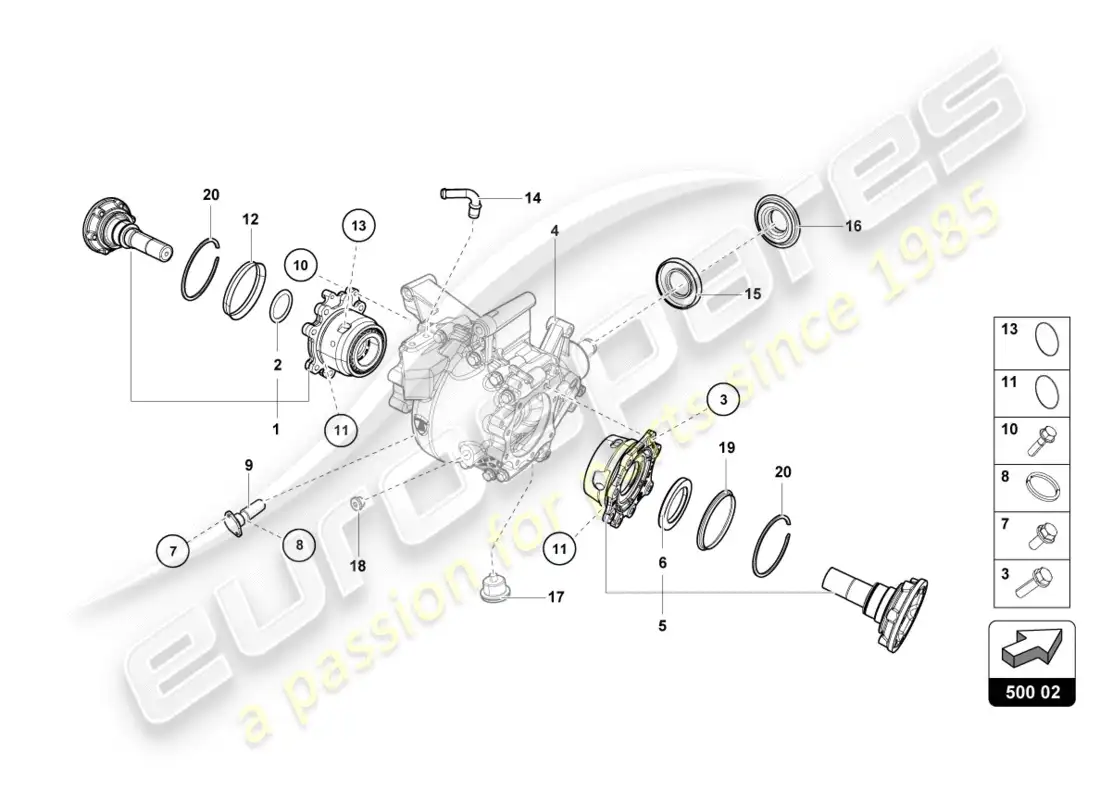 lamborghini lp700-4 coupe (2012) carcasa para diferencial trasero diagrama de piezas