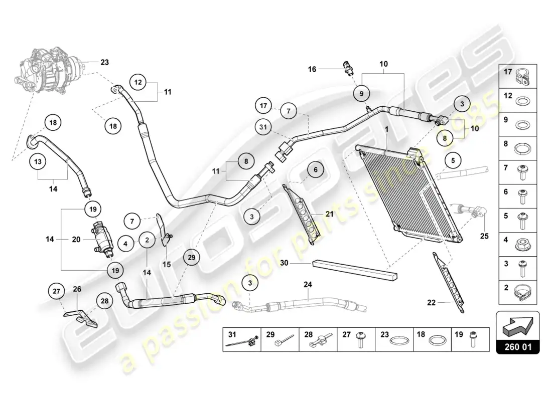lamborghini lp700-4 roadster (2015) condensador de a/c diagrama de piezas