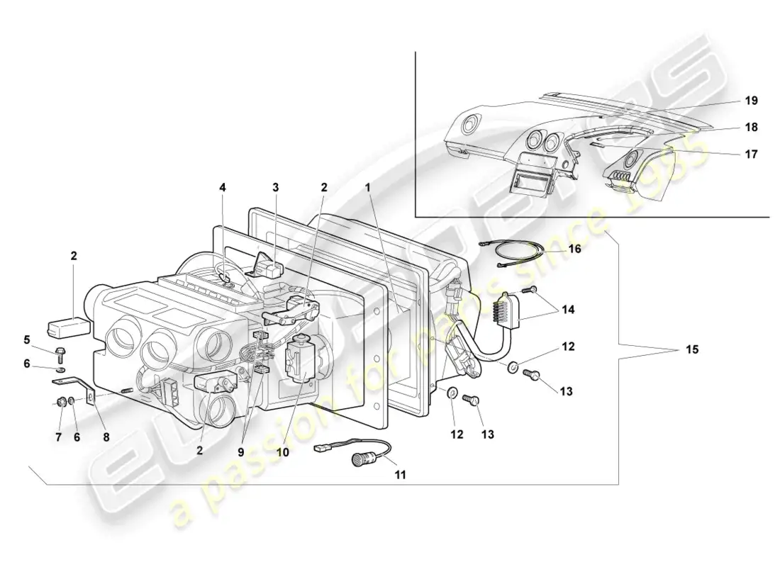 lamborghini murcielago coupe (2006) aire acondicionado rhd diagrama de piezas