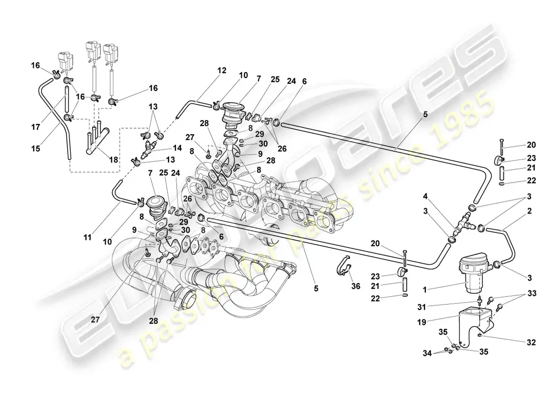 lamborghini murcielago coupe (2006) bomba de aire secundario diagrama de piezas
