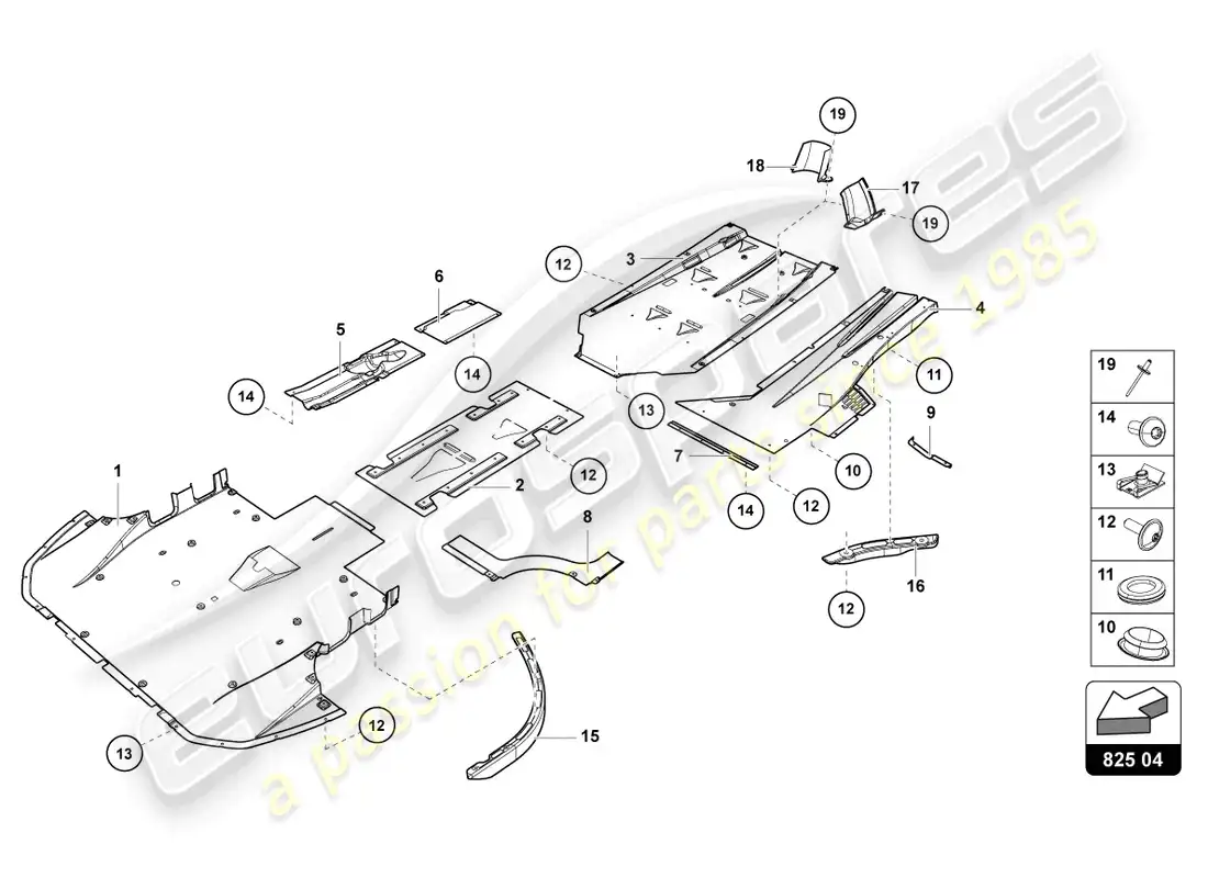 lamborghini sian (2021) panel de adorno para la sección inferior del marco diagrama de piezas