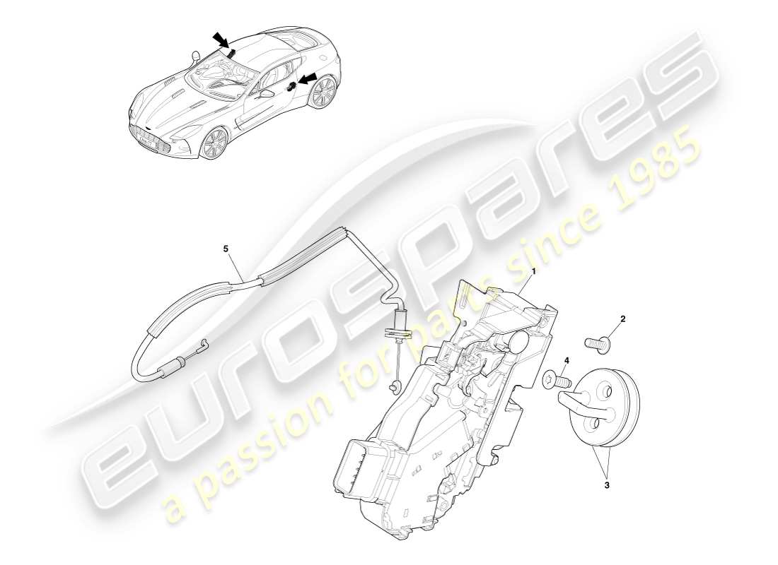 aston martin one-77 (2011) pestillo de la puerta delantera diagrama de piezas