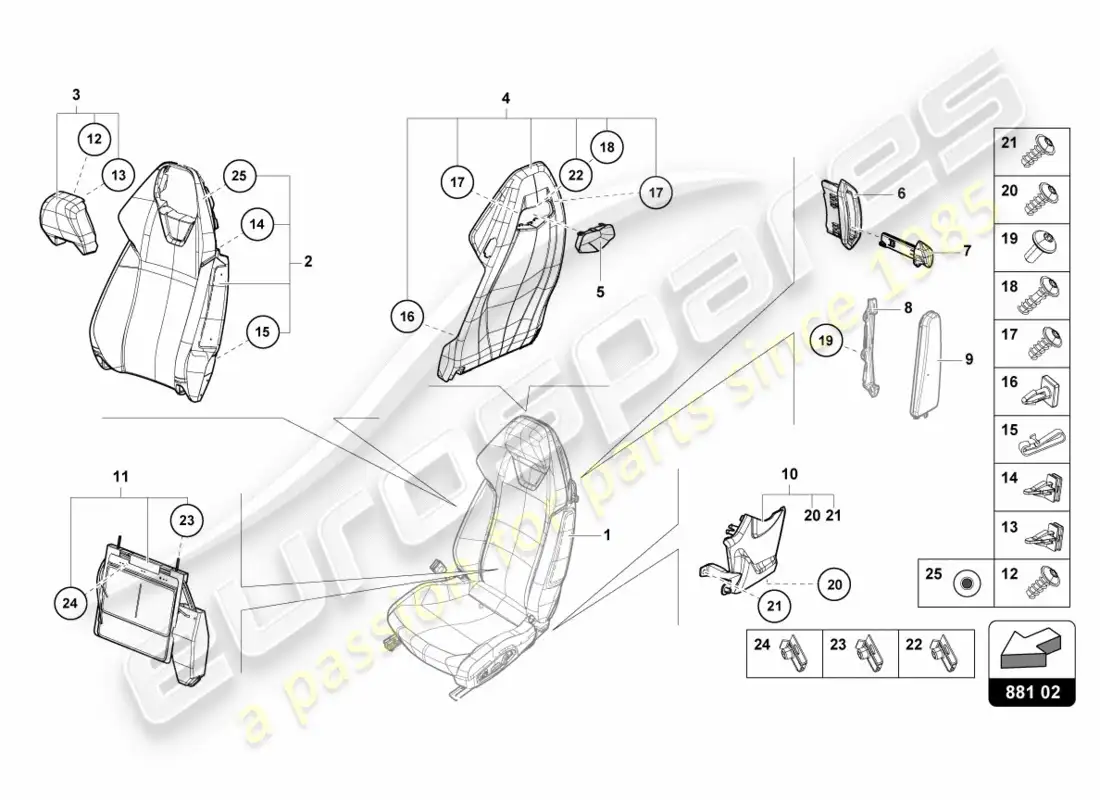 lamborghini lp610-4 spyder (2016) respaldo diagrama de piezas