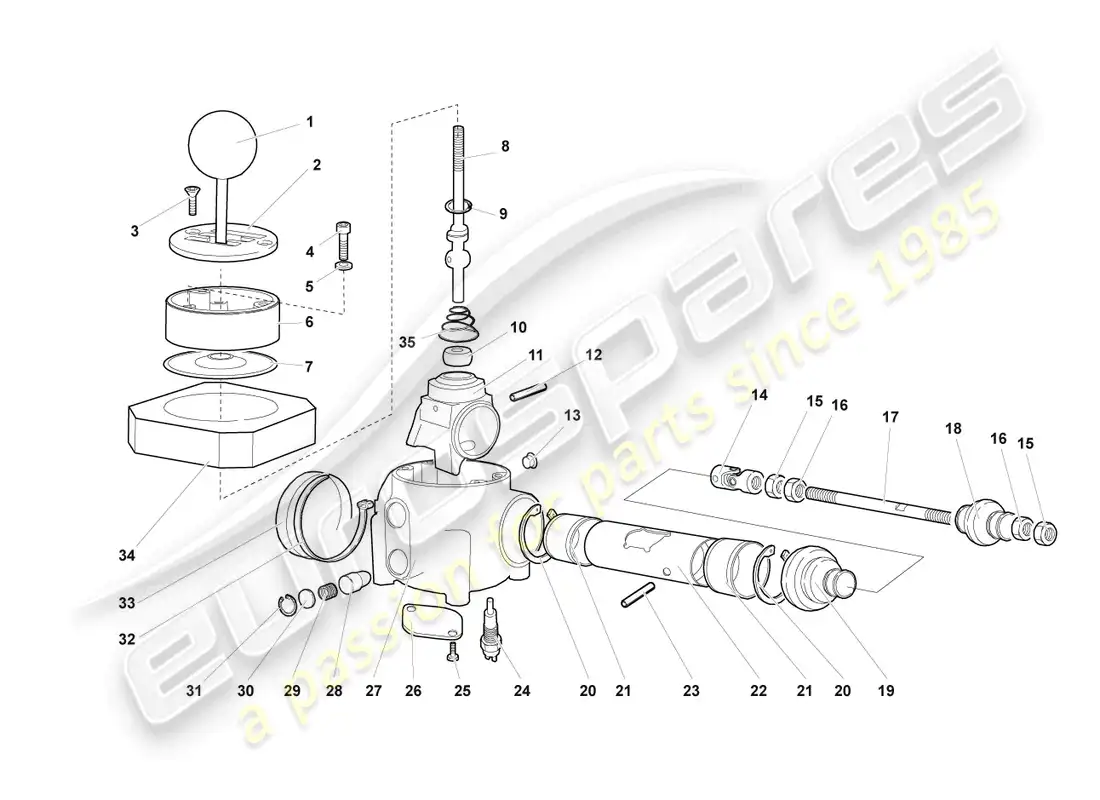 lamborghini murcielago coupe (2002) montaje para mecanismo de cambio diagrama de piezas