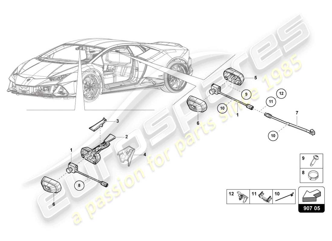 lamborghini 2024 (tecnica) piezas eléctricas para sistema de grabación de video y telemetría diagrama de partes