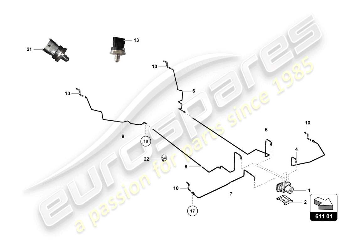 lamborghini super trofeo (2015) diagrama de piezas del sistema de frenos